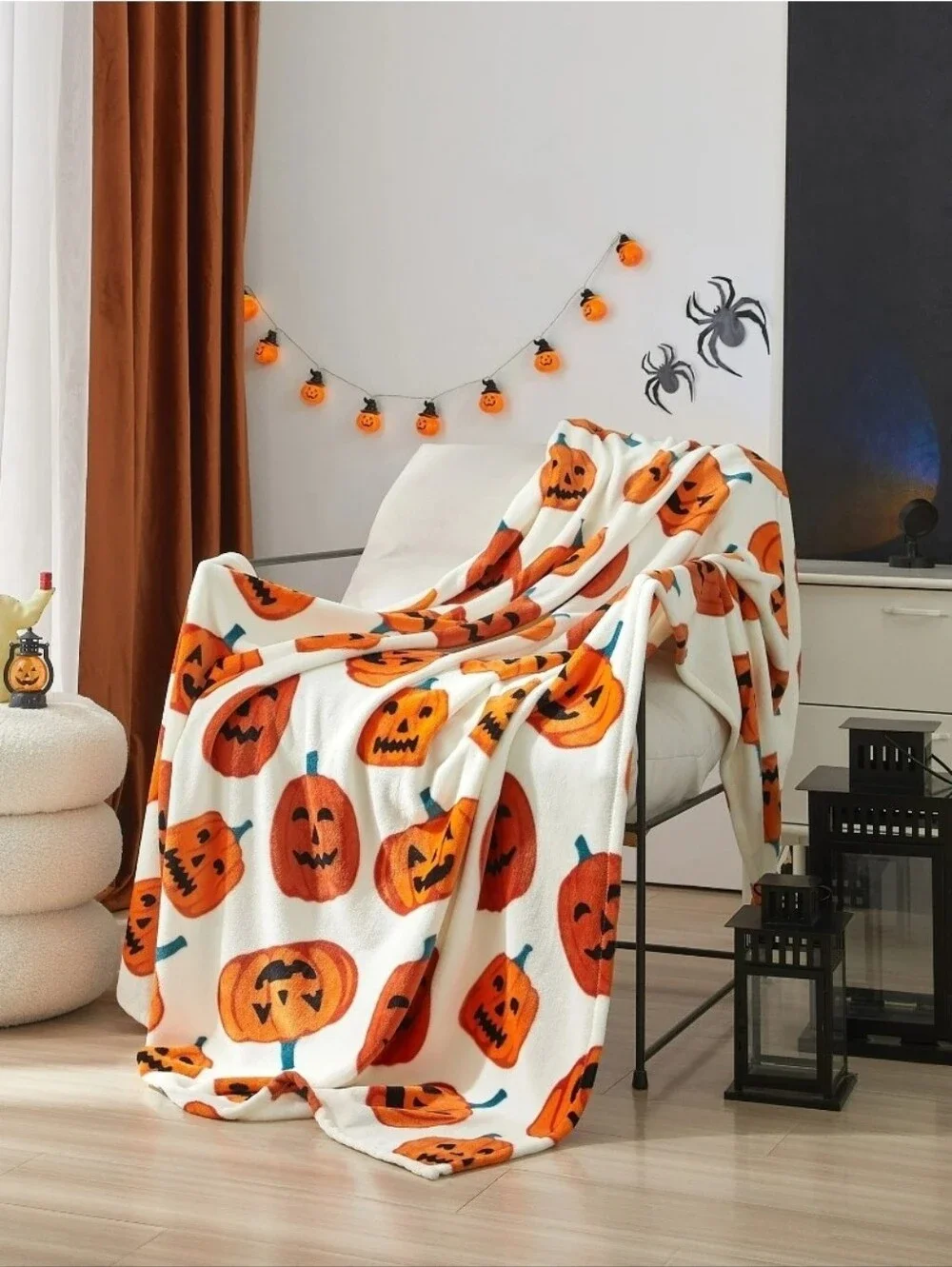 Halloween Ways to Celebrate Cozy Plush Jackolantern Print Throw Blanket 50